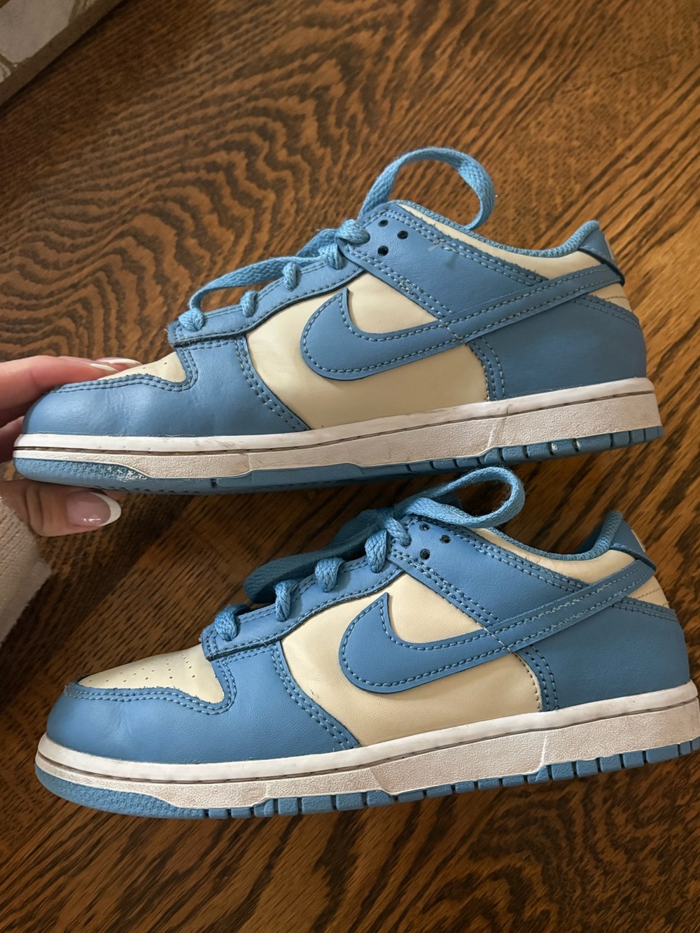 Nike dunks youth Light Blue and Cream Low-Top Sneakers
